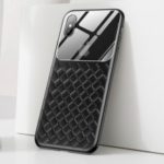 BASEUS Tempered Glass Lens Woven Texture Heat Dissipation TPU Back Casing for iPhone XS 5.8 inch – Black