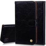 HAT PRINCE Oil Wax PU Leather Wallet Phone Case for iPhone XS / X 5.8 inch – Black