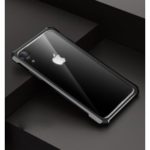 Metal Frame + Glass Back Protection Mobile Phone Case for iPhone XR 6.1 inch – Black