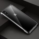 For iPhone XS Max 6.5 inch Metal Frame + Glass Back Hard Case – Black