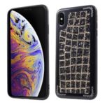 Grid Pattern Glittering Sequins TPU Metal Phone Cover for iPhone XS Max 6.5 inch – Black