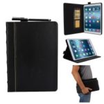 Vintage Style PU Leather Stand Card Holder Protection Case for iPad 9.7-inch (2018) / iPad 9.7-inch (2017) / iPad Pro 9.7 inch (2016) / Air 2 / Air – Black