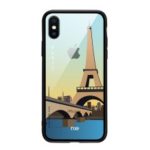 NXE Pattern Printing Tempered Glass Back + Bayer TPU Hybrid Case for iPhone XS 5.8 inch – Paris