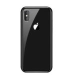 NXE Electroplating PC Metal Edges + Tempered Glass Back Mobile Phone Case for iPhone XS Max 6.5 inch – Black