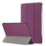 PU Leather Protection Cover Shell with Tri-fold Stand for iPad Pro 11-inch (2018) – Purple
