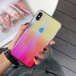 Laser Wave Pattern Gradient Color PC Phone Case for iPhone XS / X 5.8 inch – Pink