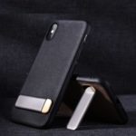 JOYROOM TPU + Textile Mobile Phone Case with Kickstand for iPhone X / XS 5.8 inch – Black
