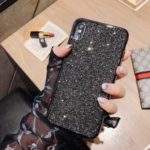 Electroplating Rhinestone Decoration Soft TPU Case for iPhone XS Max 6.5 inch – Black