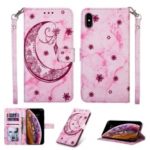 For iPhone XS 5.8 inch Leather Case [Imprinted Moon Pattern] [Marble Style] – Rose