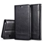 Card Holder Stand Splicing Leather Auto-absorbed Magnetic Mobile Case for iPhone XS Max 6.5 inch – Black