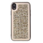 Grid Pattern Glittering Sequins TPU Metal Protective Shell for iPhone XR 6.1 inch – Gold