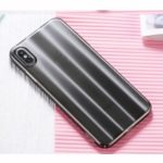 Electroplating Gradual Color Corrugated Plastic Hard Cover for iPhone XS Max 6.5 inch – Black