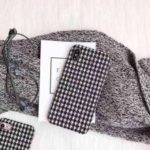 For iPhone XS Max 6.5 inch Houndstooth Pattern Cloth Coated PC Hard Cover