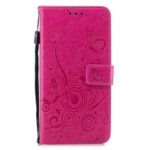 Imprint Butterfly Flower Leather Wallet Protection Case for iPhone XR 6.1 inch – Rose