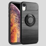 Brushed TPU Case for iPhone XR 6.1 inch with Finger Ring Kickstand [Built-in Magnetic Metal Sheet] – Black
