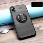 Finger Ring Kickstand Brushed TPU Mobile Case for iPhone XS/X (Built-in Magnetic Metal Sheet) – Black