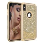 3-in-1 Flash Powder Diamond PC Silicone Hybrid Drop-proof Case for iPhone XS Max 6.5 inch – Gold