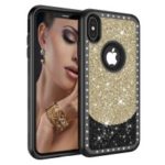 3-in-1 Flash Powder [Diamond] PC Silicone Drop-proof Cover for iPhone XS Max 6.5 inch – Gold / Black