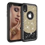 3-in-1 Case for iPhone XR 6.1 inch [Diamond] Flash Powder PC Silicone Drop-proof Case – Gold / Black