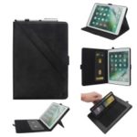 Flip Card Slots Stand Leather Tablet Cover for iPad Pro 12.9-inch (2017) / Pro 12.9-inch (2015) – Black
