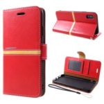 Graceful Series Stitching Leather Wallet Case for iPhone XS Max 6.5 inch – Red
