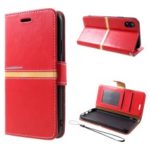 Graceful Series Foldable Stand Leather Wallet Case for iPhone XR 6.1 inch – Red