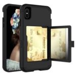 Shockproof PC Silicone Hybrid Card Slot Case with Mirror for iPhone XS Max 6.5 inch – Black