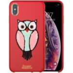 NILLKIN Plush PU Leather Coated Hard Plastic Shell for iPhone XS Max 6.5 inch – Red