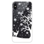 For iPhone XS/X Pattern Printing Soft TPU Back Phone Casing – Tree and Deer