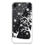 Pattern Printing TPU Soft Back Phone Case for iPhone XR 6.1 inch – Elk and Snowflake