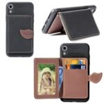PU Leather Coated TPU Wallet Case with Kickstand for iPhone XR 6.1 inch – Black