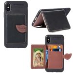 PU Leather Coated TPU Case with [Wallet Kickstand] for iPhone XS Max 6.5 inch – Black