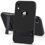 ELEGANCE Grid Pattern TPU + PC Kickstand Cell Phone Casing for iPhone XR 6.1 inch – Black