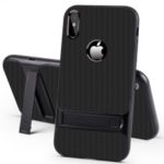ELEGANCE Grid Pattern TPU + PC Kickstand Cell Phone Casing for iPhone XS Max 6.5 inch – Black