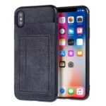 Cloth Texture TPU Back Phone Casing with Card Holder for iPhone XS Max 6.5 inch – Grey