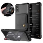 PU Leather Coated TPU Wallet Kickstand Casing with Built-in Magnetic Sheet for iPhone X / XS 5.8 inch – Black