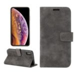 Retro Style Leather Wallet Flip Protector Case with Stand for iPhone XS 5.8 inch – Grey