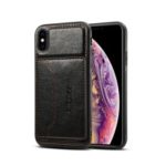 Crazy Horse Leather Coated PC + TPU Combo Card Slot Case with Kickstand for iPhone XS 5.8 inch – Black