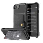 PU Leather Coated TPU Wallet Kickstand Casing with Built-in Magnetic Sheet for iPhone 8 / 7 / 6s / 6 4.7 inch – Black