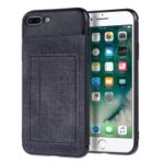 Cloth Texture TPU Back Phone Casing with Card Holder for iPhone 8 Plus / 7 Plus 5.5 inch – Black