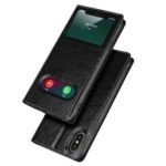 Dual View Window Genuine Leather Flip Case for iPhone XS 5.8 inch – Black