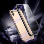 ROCK for iPhone XS 5.8 inch Magnetic Adsorption Metal Frame + Tempered Glass Back Hybrid Cover – Black