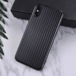 Carbon Fiber Texture Phone Case Ultra-thin PC TPU Hybrid Cover for iPhone XS / X 5.8 inch – Black