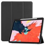 For iPad Pro 12.9-inch (2018) PU Leather Tri-fold Stand Tablet Flip Case [with Pen Slot] – Black