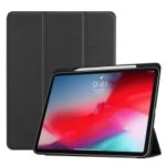 Tri-fold Leather Stand Smart Case with Pen Slot for iPad Pro 11-inch (2018) – Black
