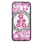 Lace Pattern Printing 3D Rhinestone Flower PC TPU Combo Mobile Phone Case for Samsung Galaxy J6+ – Pink Flower
