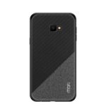 MOFI Honor Series Bi-color Splicing Woven Texture PU Leather Coated PC + TPU Hybrid Anti-slip Case for Samsung Galaxy J4+ – Black