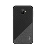 MOFI Honor Series Bi-color Splicing Woven Texture PU Leather Coated PC + TPU Hybrid Anti-slip Case for Samsung Galaxy J6+ – Black