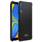 IMAK Silky Anti-drop TPU Soft Back Case + Screen Protector Film for Samsung Galaxy A7 (2018) A750F – Metal Black
