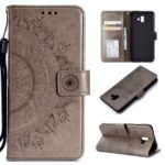 Imprinted Mandala Pattern PU Leather Phone Case for Samsung Galaxy J6 Plus / J6 Prime – Grey